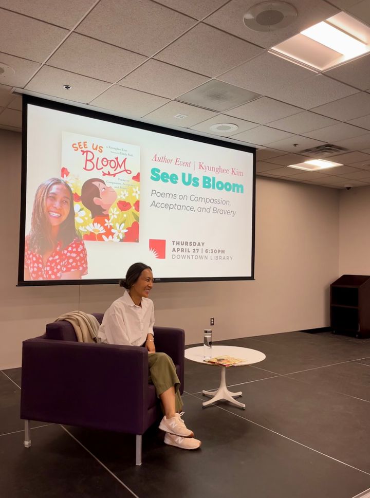 The author attends an event for her for book at Ann Arbor District Library in Ann Arbor, Michigan, in 2023.