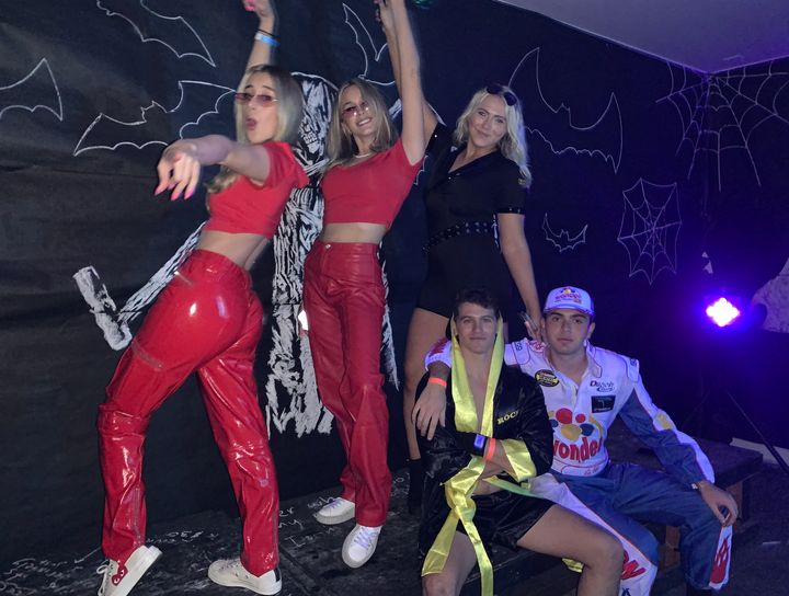 The author (far right) with his friends at a Halloween-themed fraternity party (November 2019).