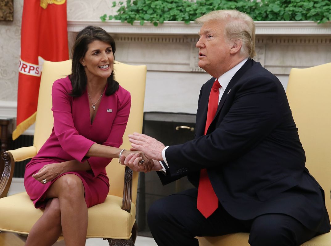 President Trump Meets With UN Ambassador Nikki Haley At The White House