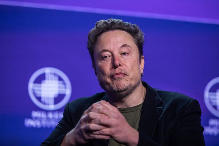 Elon Musk speaks at the Milken Institute's Global Conference in Beverly Hills, California, on May 6. Shanahan's alleged affair with Musk is detailed in a report by The New York Times.