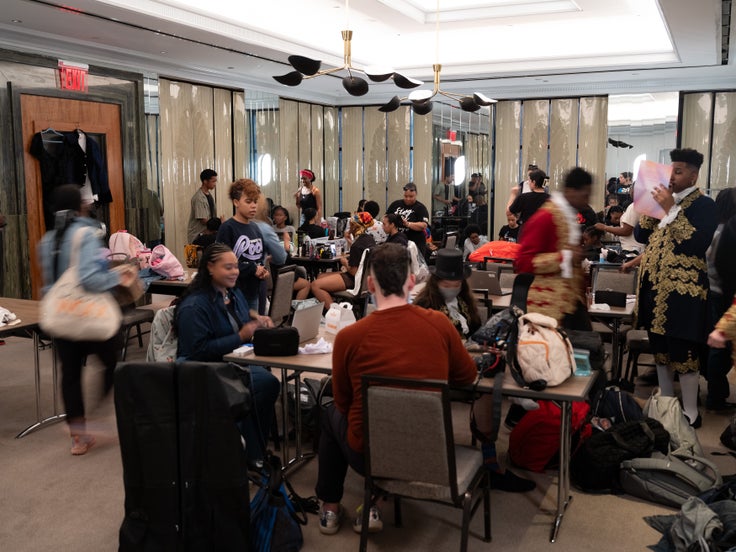 Students prepare for HSA's 60th Anniversary Gala held at Manhattan's Ziegfeld Ballroom in New York on Monday, May 20, 2024.