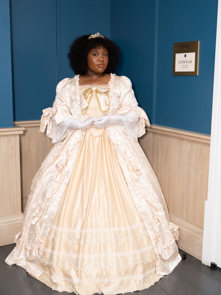 Student Min is shown after getting ready for HSA's 60th Anniversary Gala held at Manhattan's Ziegfeld Ballroom in New York on Monday, May 20, 2024.