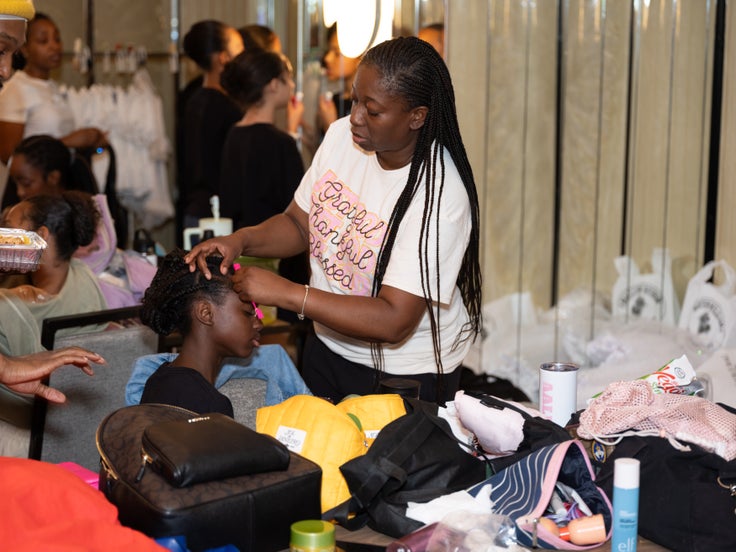 Skylah and Brittany prepare for HSA's 60th Anniversary Gala held at Manhattan's Ziegfeld Ballroom in New York on Monday, May 20, 2024.