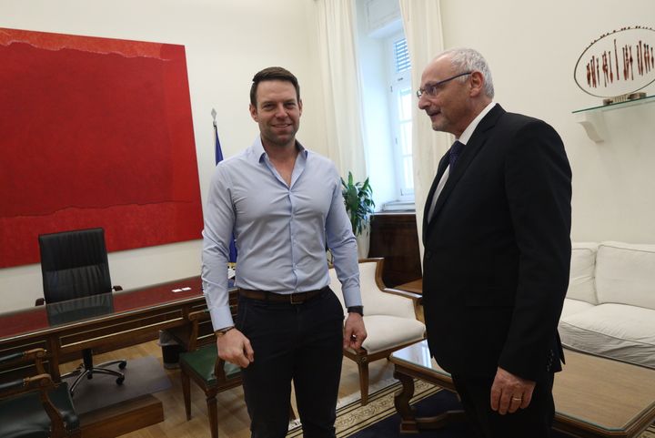 Συνάντηση του προέδρου του ΣΥΡΙΖΑ - Προοδευτική Συμμαχία Στέφανου Κασσελάκη με τον πρέσβη του Ισραήλ Noam Katz, στην Βουλή, Τετάρτη 31 Ιανουαρίου 2024. (ΓΙΑΝΝΗΣ ΠΑΝΑΓΟΠΟΥΛΟΣ/EUROKINISSI)