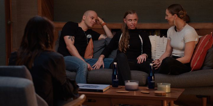 Guralnik (left) working with Josh, Lorena and Aryn in Season 4 of "Couples Therapy."