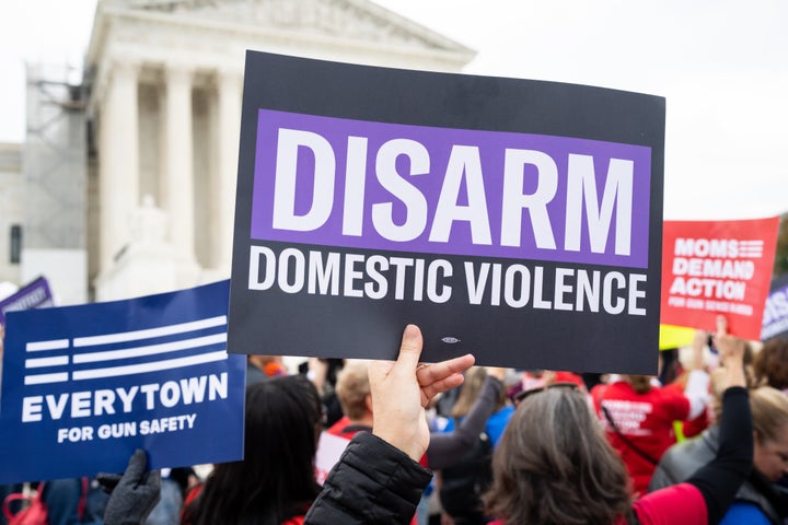 Activists rally outside the U.S. Supreme Court before the start of oral arguments in United States v. Rahimi, a Second Amendment case, on Nov. 7, 2023.