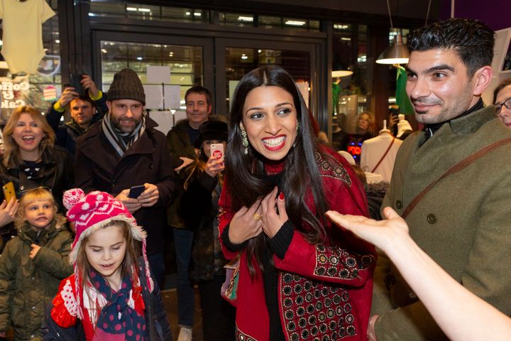 Labour Party candidate Faiza Shaheen, seen here campaigning in 2019, is now blocked from running in this year's election.