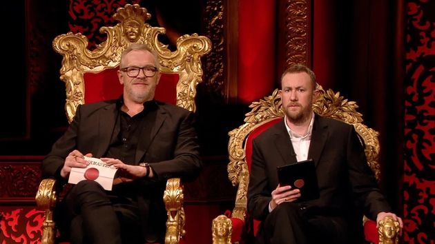 Greg Davies and Alex Horne on the set of Taskmaster