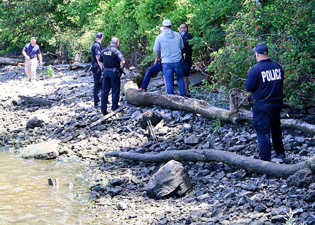 Police in the area where Andy was found.