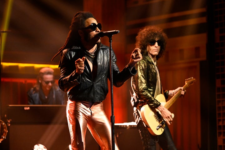 Lenny Kravitz performs on "The Tonight Show Starring Jimmy Fallon" in March 2024. He talked about opting not to have casual sex in a new interview with The Guardian.