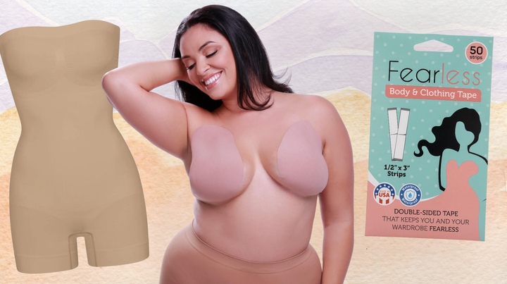 Skims compression garment, Brassybra tap and Fearless wardrobe tape