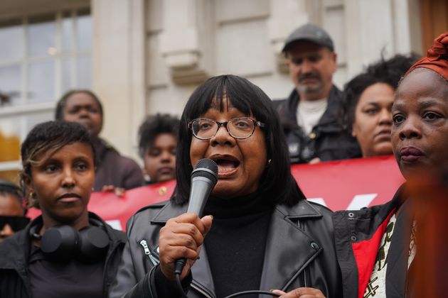 Diane Abbott addresses a rally of supporters amid claims she is being barred from standing as a Labour candidate.