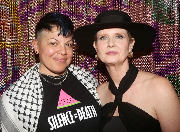 Sara Ramírez and Cynthia Nixon at the opening night of The Seven Year Disappear back in February