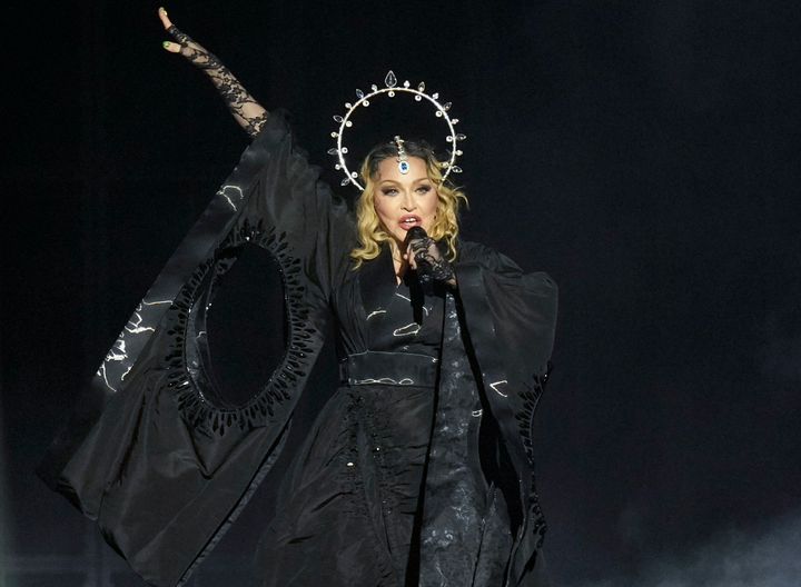 Madonna at the final show of her "Celebration Tour" in Rio de Janeiro, Brazil on May 4.