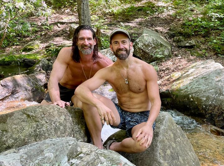 The author (right) and Tony at a mountain swim hole in the Shenandoah Valley.