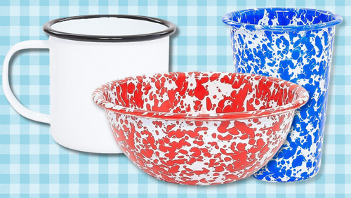 These vintage-style enamel dishes from Amazon are durable, lightweight and excellent for travel and camping.