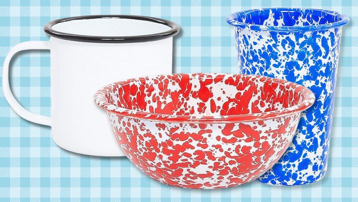 These vintage-style enamel dishes from Amazon are durable, lightweight and excellent for travel and camping.