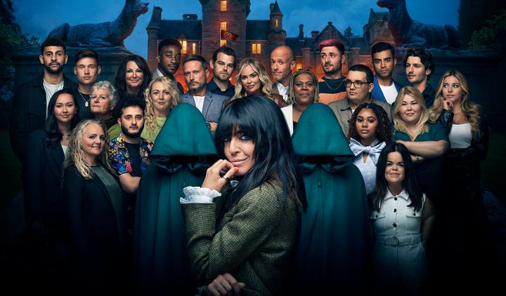 Claudia Winkleman with the cast of The Traitors season one