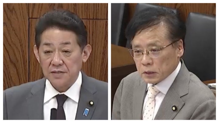 井上議員（右）と松村・国家公安委員長