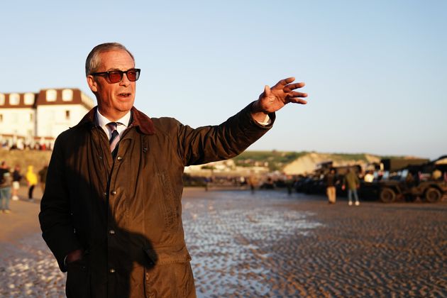 Reform UK leader Nigel Farage on Gold Beach in Arromanches in Normandy, France, to commemorate the 80th anniversary of the D-Day landings.