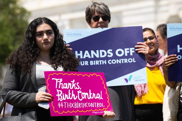 Supporters of the Right to Contraception Act, which Senate Republicans blocked this week, hold a press conference on June 14, 2023, outside the U.S. Capitol.