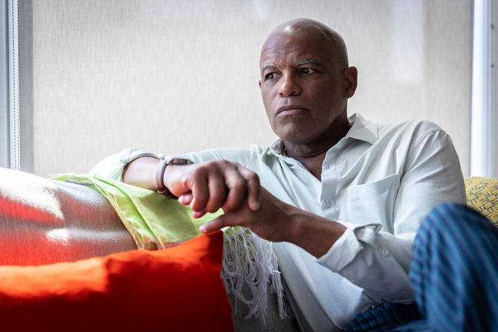 Gene Folkes, a former contestant on "The Apprentice," is photographed in his apartment in downtown Manhattan on Wednesday, June 5, 2024, in New York. A producer's new account of Donald Trump's behavior on "The Apprentice" is resurfacing allegations about whether he mistreated Black people who appeared on the show. (AP Photo/Stefan Jeremiah)