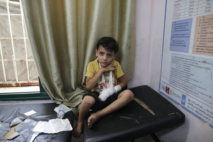 Palestinians wounded in the Israeli bombardment of the Gaza Strip arrive at al-Aqsa Hospital in Deir al Balah on Saturday, June 8, 2024. (AP Photo/Jehad Alshrafi)