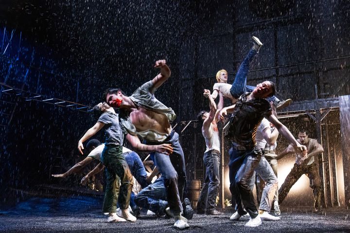 The "rumble" sequence of "The Outsiders" involves dirt, rain, stage blood and breathtaking choreography.