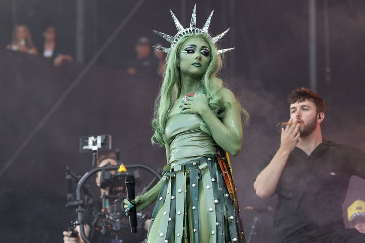 Chappell Roan channelling the Statue Of Liberty at the Governors Ball