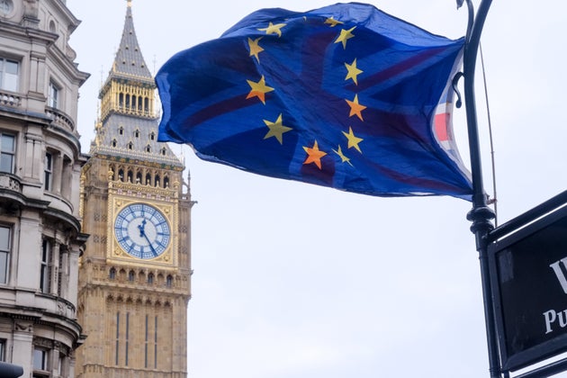 Anti-Brexit protesters opposite Parliament.