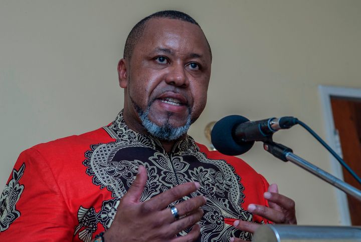 Malawi's Vice President Saulos Chilima, speaks at a press conference at his private residence in Lilongwe on February 5, 2020. (Photo by AMOS GUMULIRA/AFP via Getty Images)