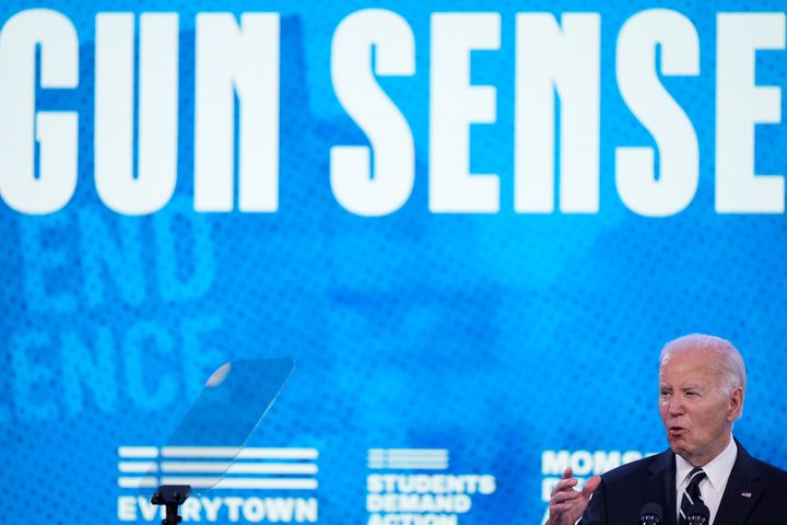 President Joe Biden speaks to Everytown for Gun Safety Action Fund's "Gun Sense University" on Tuesday in Washington. 