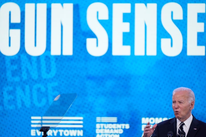 President Joe Biden speaks to Everytown for Gun Safety Action Fund's "Gun Sense University" on Tuesday in Washington. 