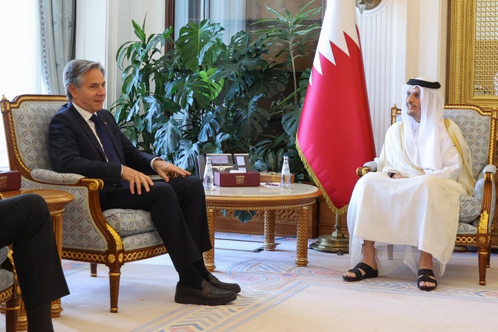 U.S. Secretary of State Antony Blinken meets with Qatari Prime Minister Sheikh Mohammed bin Abdulrahman Al-Thani in Doha, on June 12, 2024.