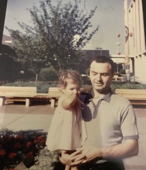 The author with her father in Detroit.