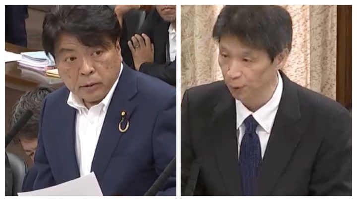 仁比議員（左）と和田審議官