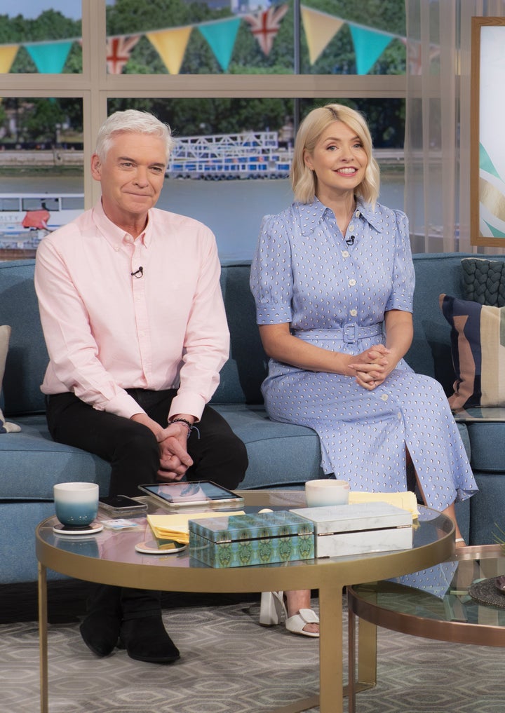 Phillip Schofield and Holly Willoughby pictured on the set of This Morning in May 2023