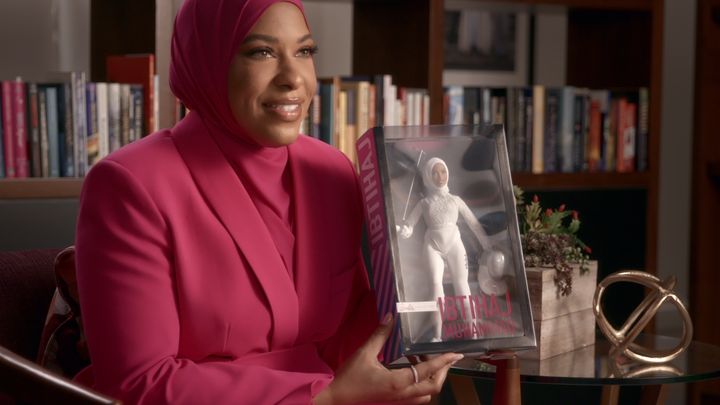 The accomplishments of Ibtihaj Muhammad (pictured), as well as other Black women who were firsts in their own right, are likened to the story of Black Barbie in Davis' documentary.