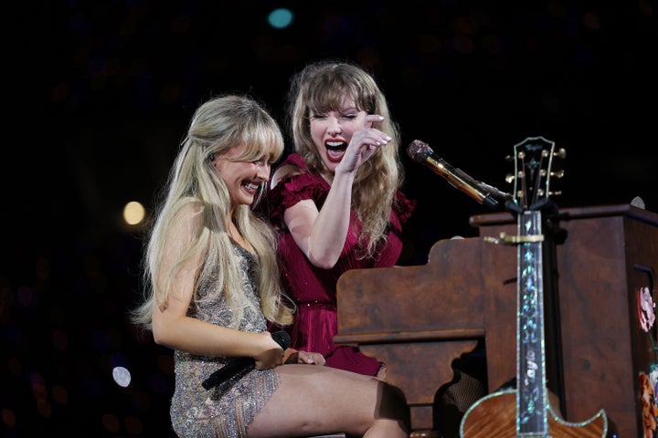 Taylor Swift performs with Sabrina Carpenter at Accor Stadium on Feb. 23, 2024, in Sydney, Australia.