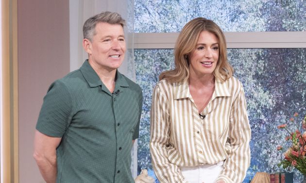 Ben Shephard and Cat Deeley pictured on the set of This Morning on Tuesday