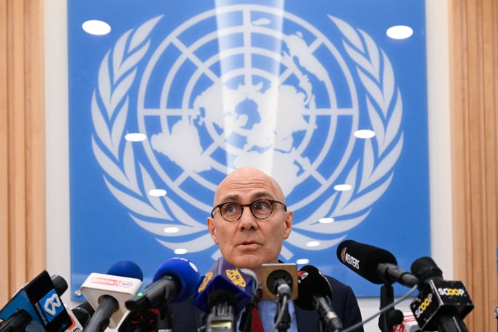 Volker Türk, the U.N. high commissioner for human rights, listens to questions from journalists at a June 4 news conference at U.N. offices in Putrajaya, Malaysia.