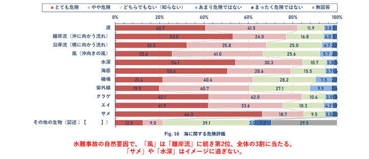 「あなたが考える海に関する危険を評価してください」ー「海のそなえ」水難事故に関する調査