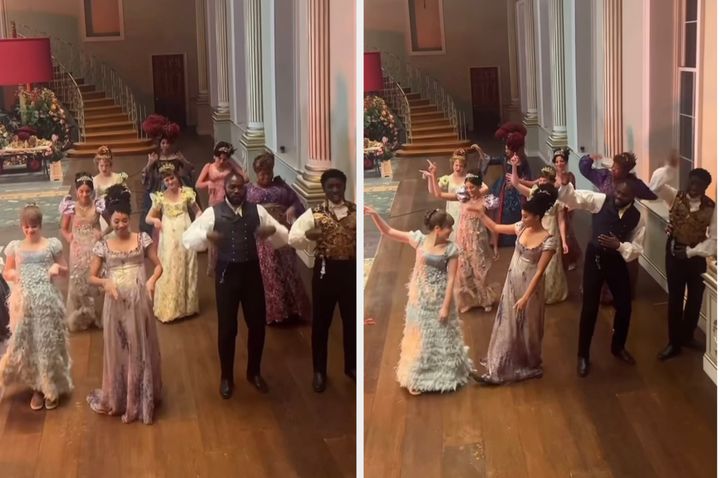 The cast of Bridgerton bust a move behind the scenes