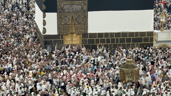 Pilgrims worship and circumambulate around the Kaaba after fulfilling the Hajj pilgrimage in Mecca, Saudi Arabia on June 19, 2024.