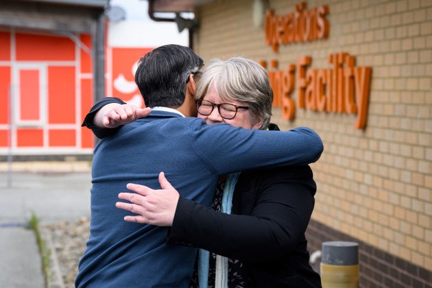 Sunak hugging Therese Coffey at Sizewell