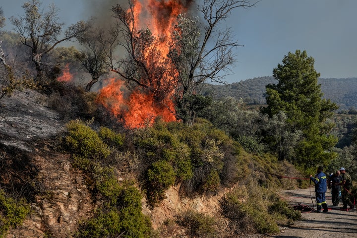 Στιγμιότυπο από πυρκαγιά στη Μόρια Λέσβου την Τετάρτη, 19 Ιουνίου