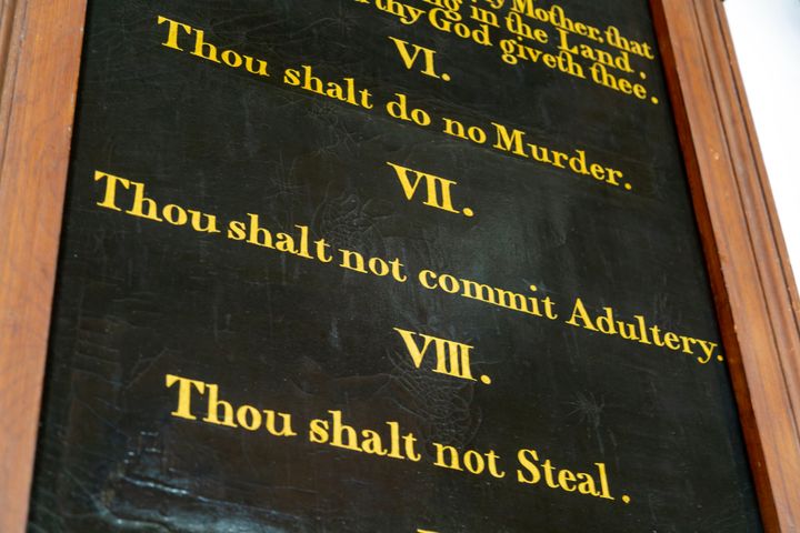 Ten Commandments inside church of Saint James, Dunwich, Suffolk, England, UK. (Photo by: Geography Photos/Universal Images Group via Getty Images)