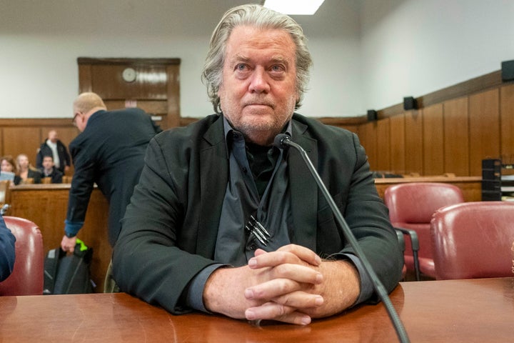 FILE - Steve Bannon appears in court in New York, Jan. 12, 2023. (Steven Hirsch/New York Post via AP, Pool, File)