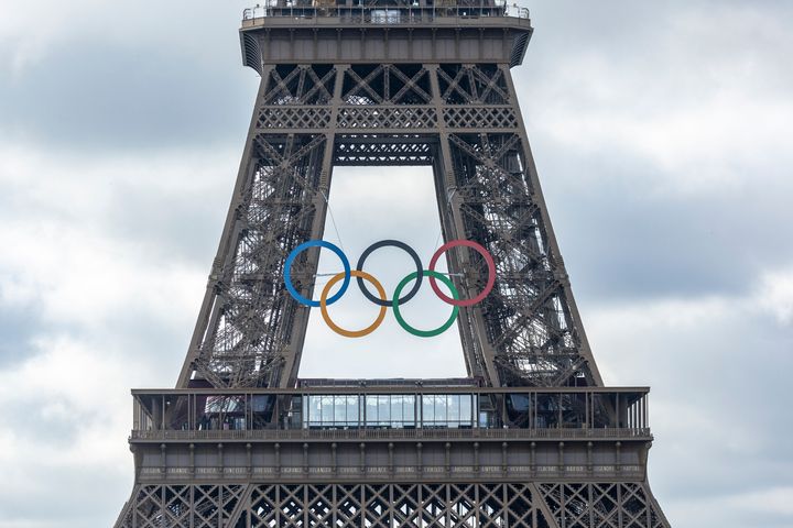 The Eiffel Tower gets a new adornment to commemorate the 2024 Olympics