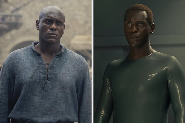 Abubakar Salim in House Of The Dragon (left) and Raised By Wolves (right)